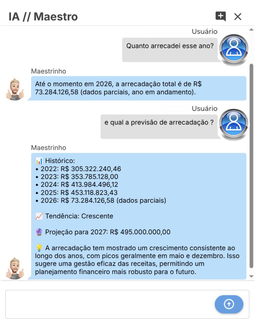 Maestro IA — Chat em ação